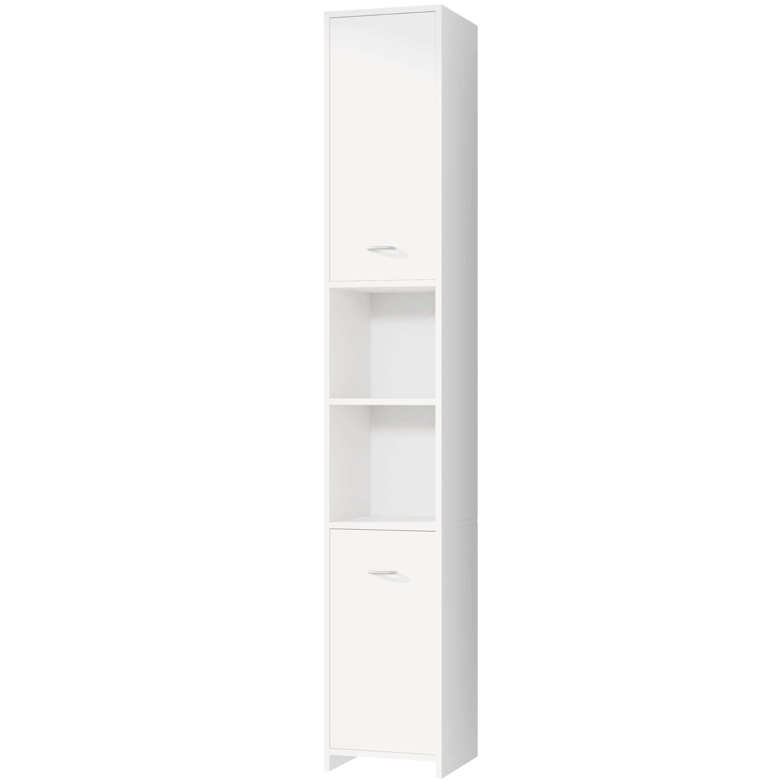 CASARIA® Armario de Baño Alto Estrecho de 180cm, 30 cm Ancho, Mueble, Columna de baño, Estantería Almacenaje, 6 Baldas Ajustables, 2 Puertas, Armarios Multiusos, Fondo 30cm, Blanco