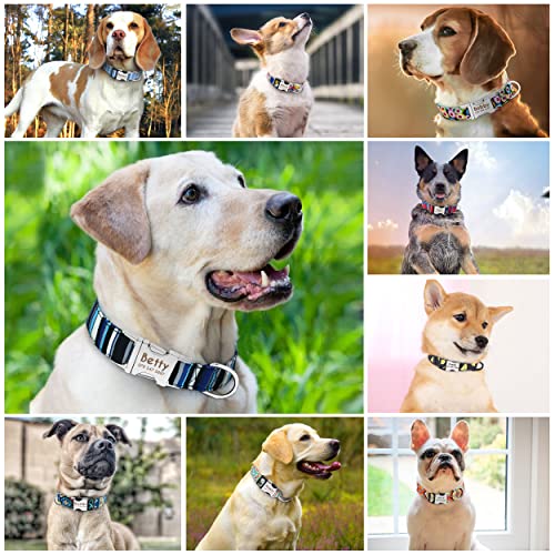 Didog Personalized Soft Dog Collars, Fashion Patterns Nylon Dog Collars With Engraving Buckle For Small Medium Large Dogs #TOP5