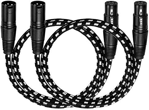 VANDESAIL XLR Cable, 3ft 2 Pack Microphone Cable, XLR Male to Female Balanced Microphone Cord 3 pin, 3 Foot Short mic Cord
