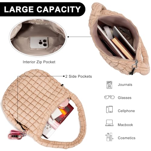 Image of GASSDA Puffer Tote Bag for Women Large Quilted Puffy Lightweight Carryall Crossbody Tote Bag for Women