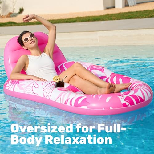 SLOOSH Inflatable Pool Floats Lounger Adult, Pool Float Lounge Raft Floaties Water Floating Recliner Chair with Cup Holders Foot Rest Swimming Floaty - Image 3