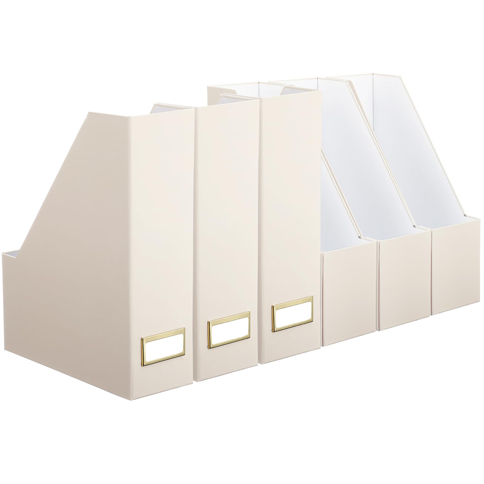 Feifeiya BOY7116 Zeitschriftensammler aus stabilem Karton, schöner Schreibtisch-Organizer und Aufbewahrungsbox für Dokumente, Zeitschriftenhalter, Regal für Regal, Zuhause, Büro, Klassenzimmer (Beige)