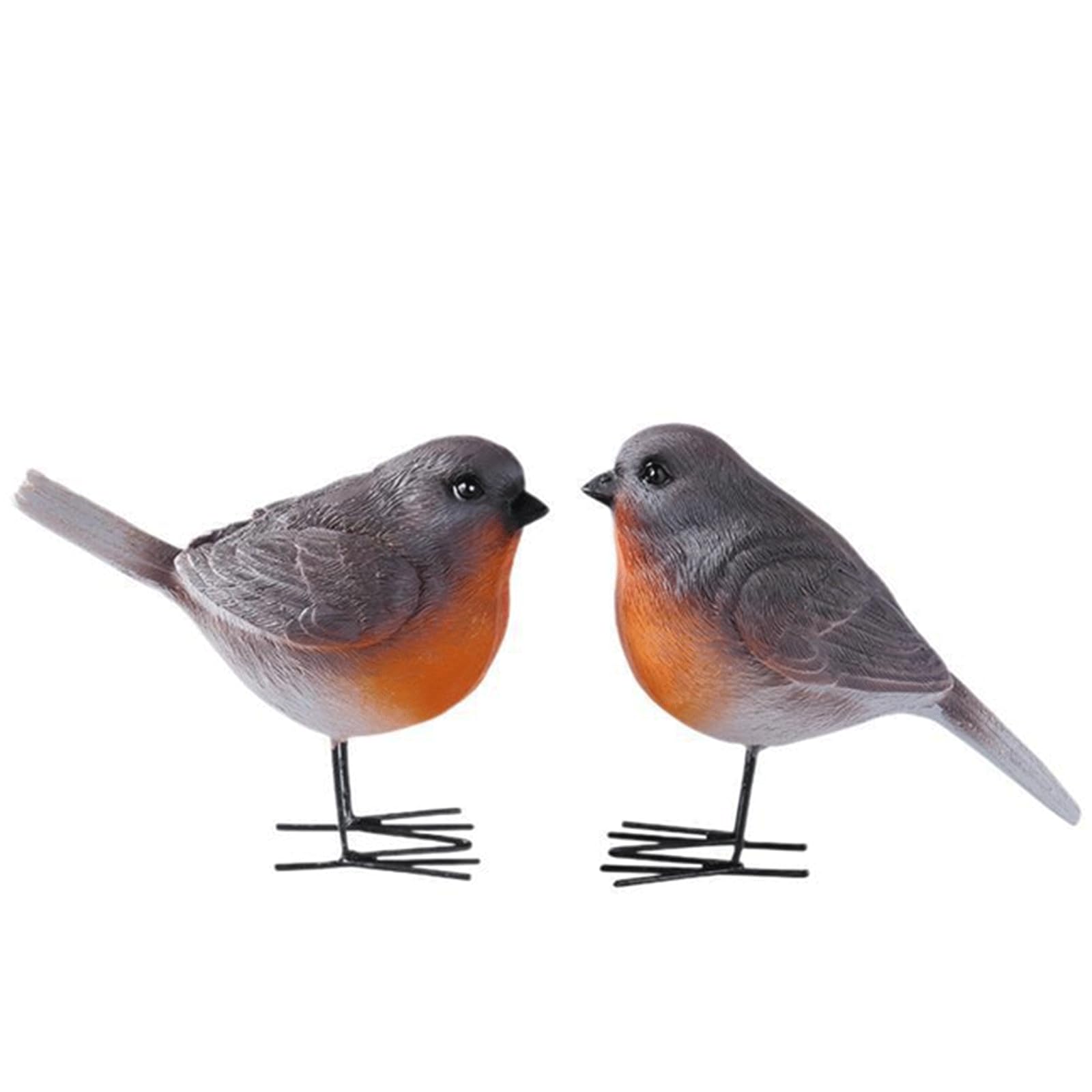 BDHI 2pcs Robin Garden Ornaments Outdoor Durable Resin Bird Figurines Robins Home Decoration Robin Gifts Gardening Gifts for Easter Christmas Grave Ornaments(Y381-2)