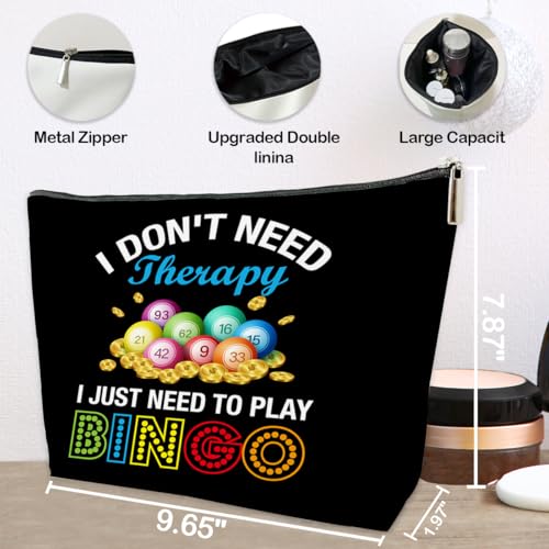 JioJio Chan Funny Bingo Player Gift Makeup Bag, Bingo Game Lovers, Casino Gambling Games Gifts for Birthday Christmas, Travel PU Leather Cosmetic Bags for Purse3