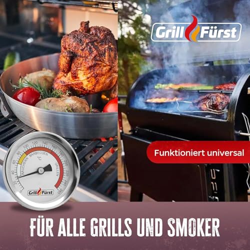 Grillfürst BBQ Deckelthermometer Therm 260 - Einbau Grillthermometer für Grill, Smoker oder Räucherofen, Ø 6,5 cm