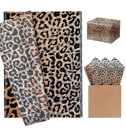 MUNILAIL 100 Sheets Leopard Tissue Paper 14 x 20 Inches Cheetah Print Tissue Paper Leopard Print Wrapping Papers for Birthday Jungle Safari Party Favor Gift Packing Crafts