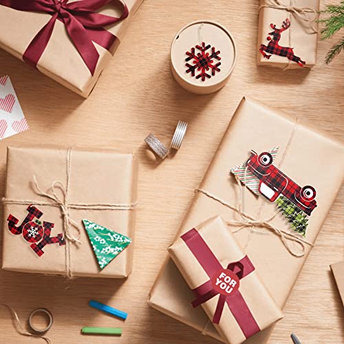 18Pcs Christmas Tree Ornaments Buffalo Plaid Merry Christmas Hohoho Joy Sign Wooden Xmas Vintage Red Truck Gnomes Snowflake Snowman Reindeer Bell Socks Gloves For Holiday Party Decorations Supplies #TOP3