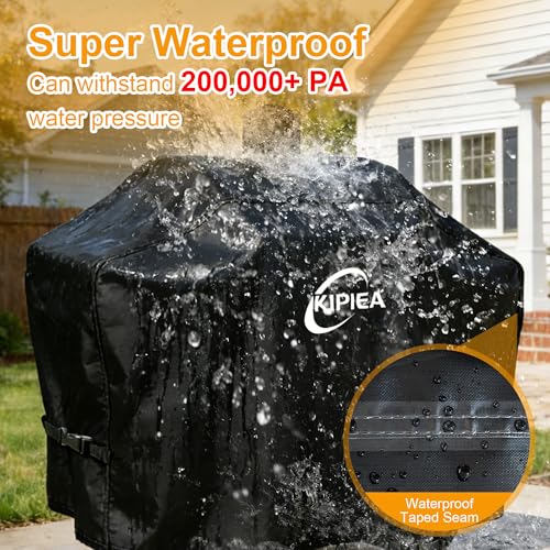 Image of Kipiea 600D Heavy Duty Pellet Grill Cover for Camp Chef SmokePro 24 Series, Waterproof Wood Pellet Smoker Cover with Windproof Buckles, UV Resistant, No Tear, No Fading