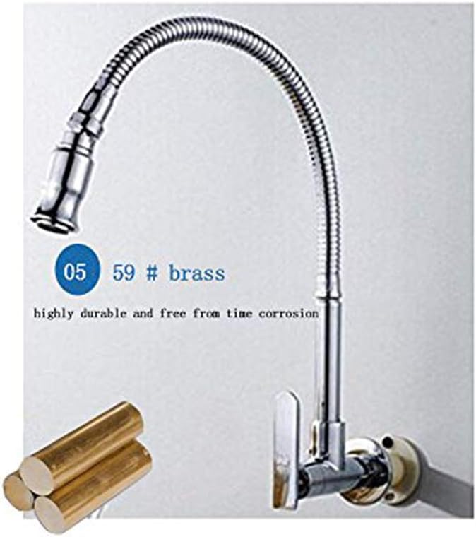Inchant 360 Degree Swivel Spout Pull Down Flexible Spray Kitchen Taps Single-Tube Vanity Vessel Cold Water Faucet Chrome Finish Stainless Steel Bathroom Kitchen Sink Faucet Single Handle Wall Mount - - 