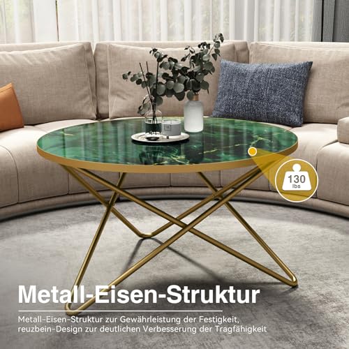 Table Basse Ronde 80cm Verre Marbré, HOLTICO