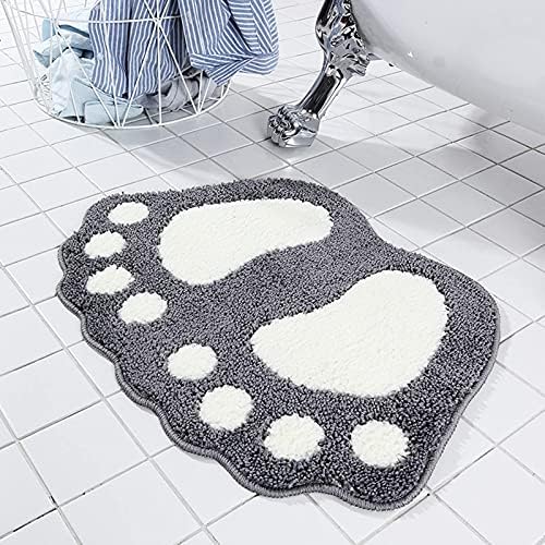 Aiegoor Bathroom Rugs Mats Water Absorbent Non-Slip Mat Used in Bathroom, Shower, Room, Etc.Soft Microfiber Bath Mat Machine Washable Bath Mat Big Feet Bathroom Mat (Gray 16x24'')