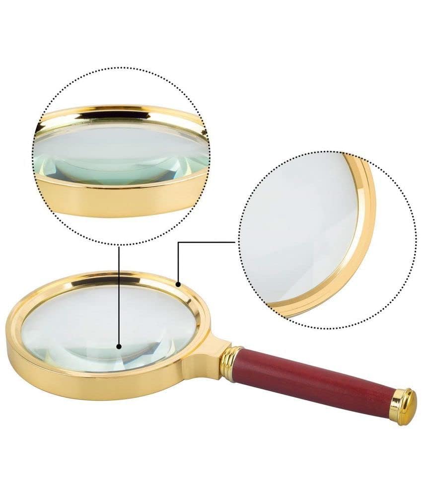 Image of KP2 Magnifying Glass for Reading Lens Detachable Handle Glass Magnifier Hand for Jewelry Loupe Book and Newspaper (70 MM Gold)