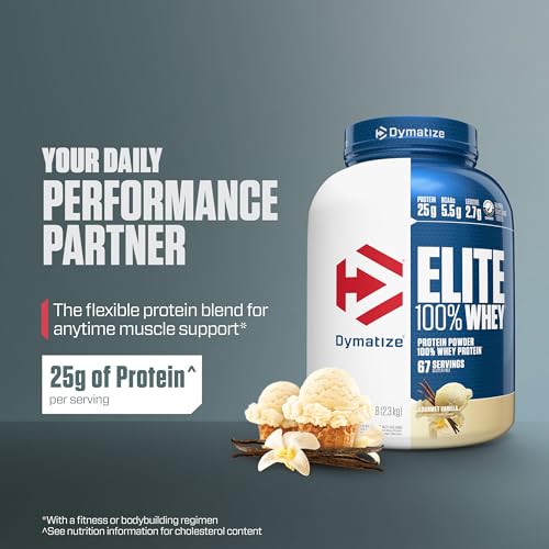 Best Protein Powders for Weight Loss and Muscle Gain For Over 50: 10 Products We Actually Tested 7 Dymatize Elite 100% Whey Protein Powder, Vanilla, 25g of Protein, 5.5g BCAAs, Less Than 140 Cal., Gluten Free, 2g Carb, 2g Sugar, 3g Fat (67 Servings)