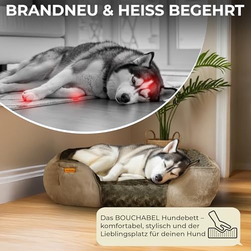 BOUCHABEL Kuscheliges Hundebett – Hundekissen, Hundekorb, Hundebett für kleine Hunde, weiche Hundecouch, waschbar und rutschfest, Füllung aus PP‑Baumwolle und geschreddertem Schaumstoff