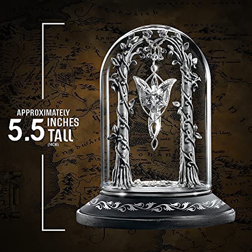 The Noble Collection The Lord of the Rings Arwen Evenstar Pendant Display - 5.5in (14cm) Pewter and Glass Dome Display - Officially Licensed Film Set Movie Props Gifts2