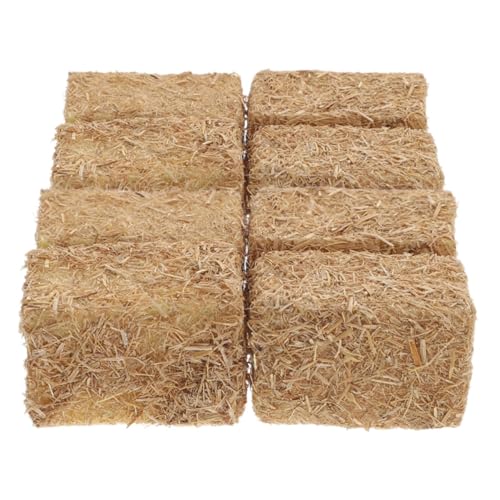 TOYANDONA Miniature Haystack Model 8Pcs Faux Straw Bales for Dollhouse Decoration Farm Scene Craft Accessories 1.18 X 0.79 X 0.79In Realistic Small Hay for Diy Display