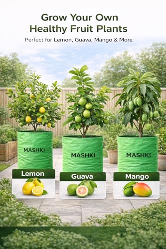 Image of MASHKI 20x30 Inch Extra Deep Grow Bag for Guava, Dwarf Mango & Fruit Plants | 300 & 400 GSM Heavy Duty HDPE | Long Life UV Stabilized Tree Planter for Terrace & Garden (3, 20x30 Inches, 400 GSM)