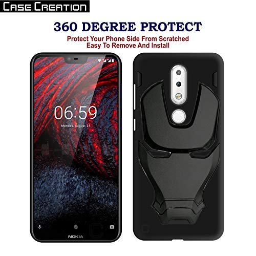 Image of COVERLY Official 3D Touch Feel Trending Avengers Logo Mask Soft Rugged Grip Silicone Iron Man Super Power Cartoon Movie Engraved Silicone Matte Back Cover for Nokia 7.1 -Black