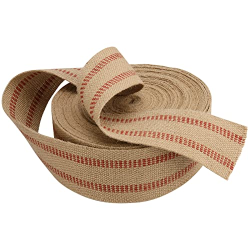 Premium 3.5-Inch x 33-Yard Jute Webbing Tape with Red Stripes for Furniture Repair and Crafting – Durable Burlap Upholstery Supply 6 Premium 3.5-Inch x 33-Yard Jute Webbing Tape with Red Stripes for Furniture Repair and Crafting – Durable Burlap Upholstery Supply - Image 5