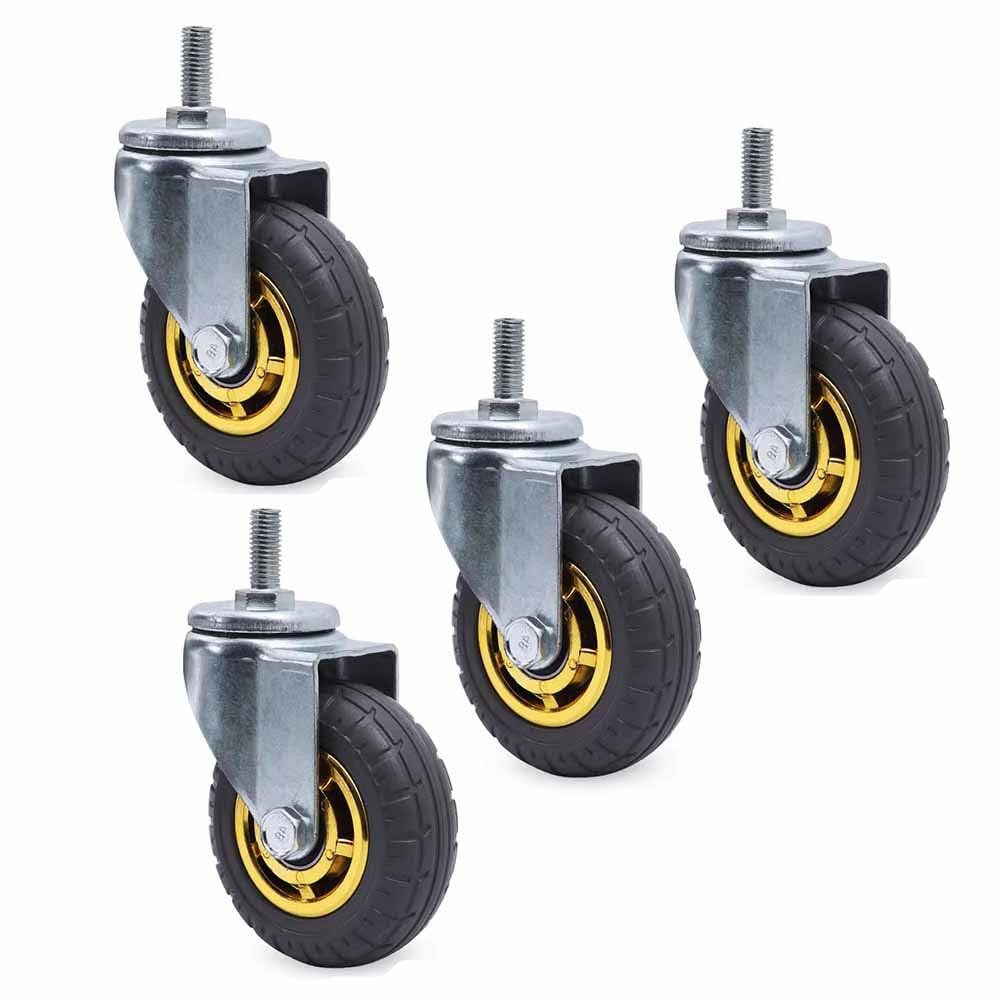 M12*30mm Ruedas Roscadas, 4Pcs Ruedas Giratorias Resistentes con Freno, 100mm Ruedas de Repuesto de Goma Silencioso para Muebles, Carrito de Mano (Color : Swivel, Size : 4"/100mm)