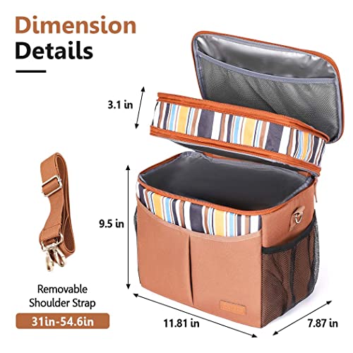Conworld Large Lunch Bag Women 30-Can (20L), Lunch Box For Men Women, Double Storage Insulated Lunch Bag For Work Office Picnic - Lunch Bags With Waterproof Liner, Brown #TOP5