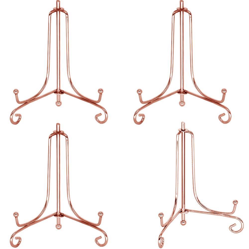 Hetoco Gold 4 Inch Rose Iron Plate Stand Holder Easel Display Stand For Plate，Picture，Photo And More,4 Pcs.