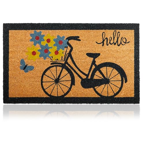 Felpudo Bicicleta de Fibra de Coco - 70x40cm - Felpudos Antideslizantes - Alfombras Originales para la Entrada a Casa, Pasillos, Puertas de Exterior - Accesorios para el Hogar -Material Resistente