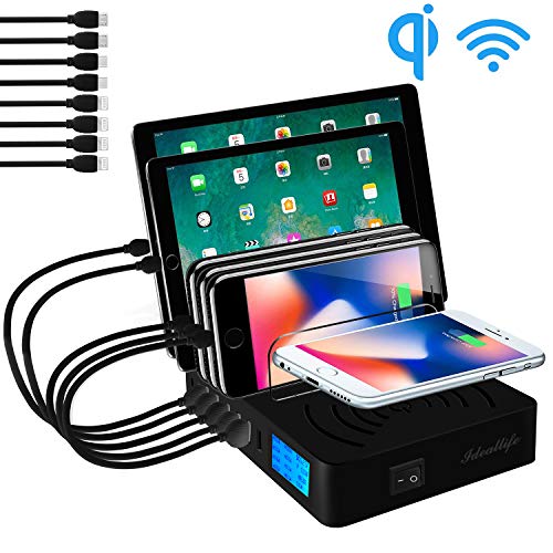 ideallife Wireless Charging Station for Multiple Devices 9-in-1 LCD Display Fast Charging Dock