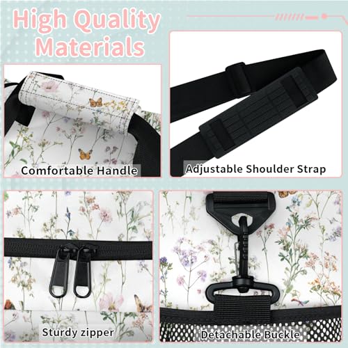 Flowers Butterfly Grass Travel Duffel Bag Weekender Overnight Bags for Women Men Foldable Waterproof Tote Bag with Trolley Sleeve3