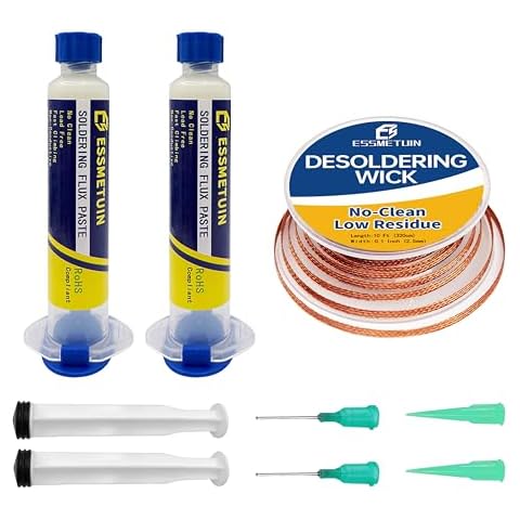No Clean Soldering Flux Paste & Solder Wick, Desoldering Wick 10Ft Braid for Remover Solder Solder Flux for Electronics Soldering 10cc/Bottle(2PACK) Cover