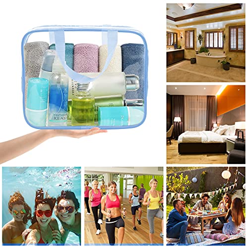Clear Makeup Bags, APREUTY TSA Approved 6 Pcs Cosmetic Makeup Bags Set Clear PVC with Zipper Handle Portable Travel Luggage Pouch Airport Airline Vacation Organization (Haze Blue)