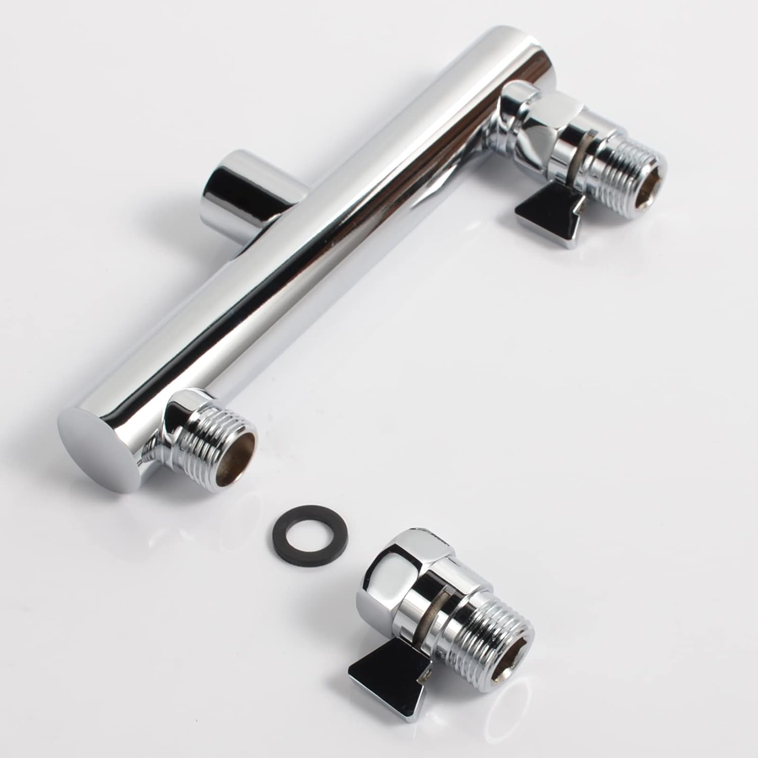 Double Outlet Shower Manifold with Shut Off Valve,Suitable for Dual Sprayer Showering System,Chrome,STC03
