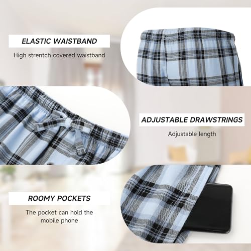 BAMBOO COOL Men's Pajama Bottoms Plaid Pajamas Pants for Men Soft Long Lounge Woven Pj Sleep Pant with Pockets3