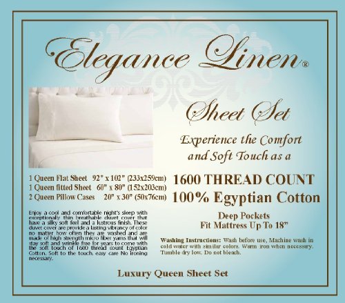 Elegance Linen 1600 Series Luxury Silky Soft 4 piece Bed Sheet set, Deep Pocket Up to 16