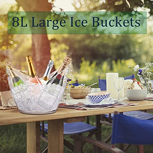 Yesland 8L Large Ice Buckets Clear Acrylic Drink Bucket Beverage Tub Wine Champagne Bucket - Storage Tub for Wine, Champagne or Beer Bottles Parties and Home Bar - Image 5