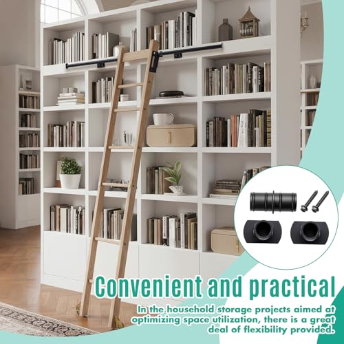 Image of Zonon 4 ft Metal Extension Track for Hook Rolling Kit System for Rolling Library Step Ladder No Rollers, No Ladder