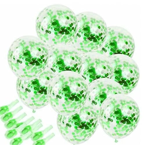 Image of AMFIN (Pack of 20) Confetti Balloons with Matching Ribbion, Party Decoration Items - Green