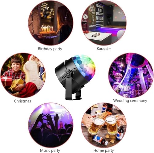 Image of Sound Activated RGB Disco Ball Party Light with Remote | 16-Color LED Strobe DJ Light for Home, Birthday, Christmas, Karaoke, and Club Decorations (Pack-1), abs, Corded Electric, Black