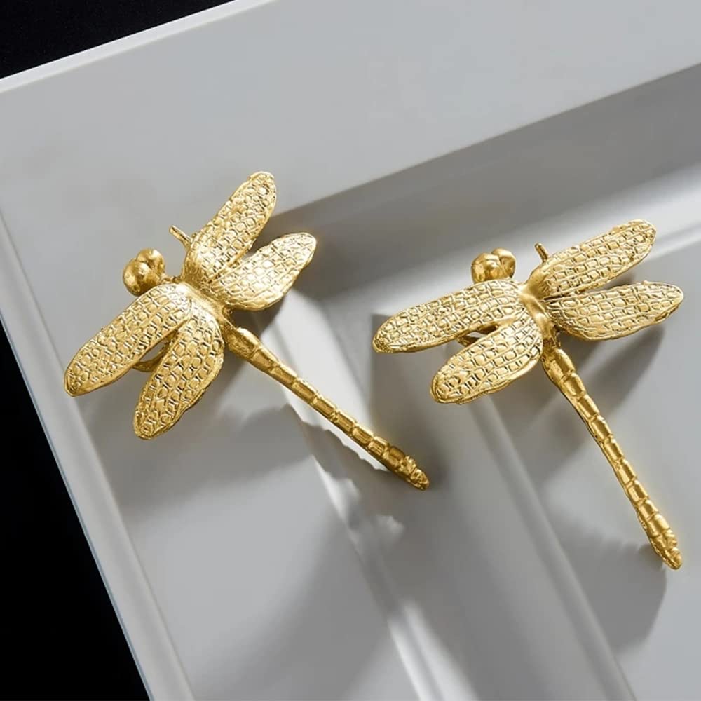 Pomelli creativi per cassetti, pomelli per mobili dal design a forma di libellula, pomelli per cassetti in ottone con vite per armadi, guardaroba, armadietti, comò (4PCS)