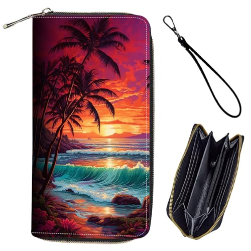 Bxgolkgd Womens Wallet, RFID Blocking Leather Wallet,Large Capacity Wallet Credit Card Holder PU Leather Ladies Clutch with Zipper Coin Pocket