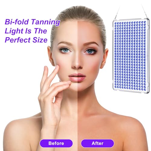 Bräunungsgeräte 48W Bräunungslampe für Zuhause, Tragbare Solarium mit 338 LEDs, Faltbares Gesichtsbräuner Solarium mit Augenschutz, Sonnenlampe Bräunungslampe für Gesicht und Körper
