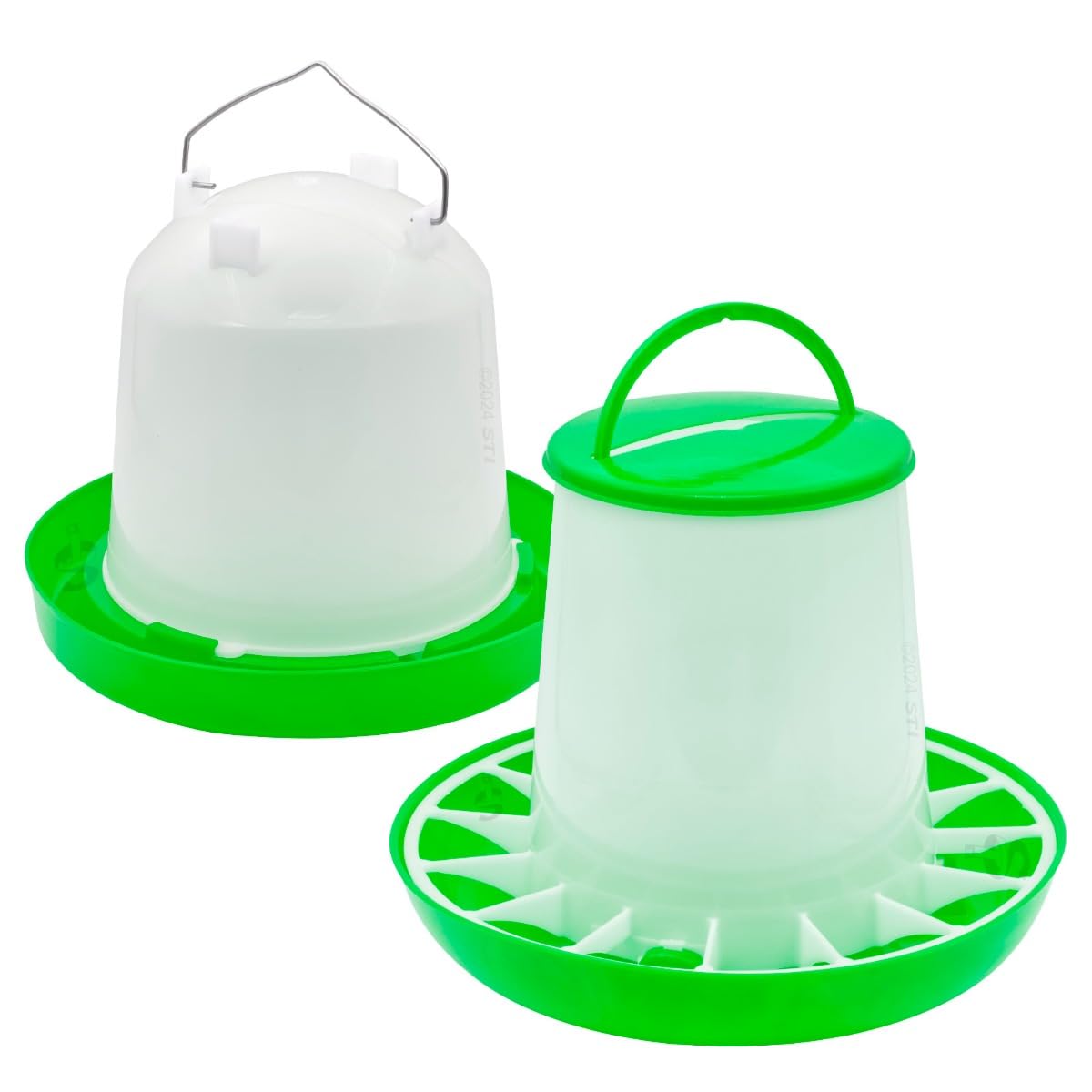 STI Set Mangiatoia 6kg + Abbeveratoio 5L kit distributore mangime acqua per polli pollame galline alta qualità Verde