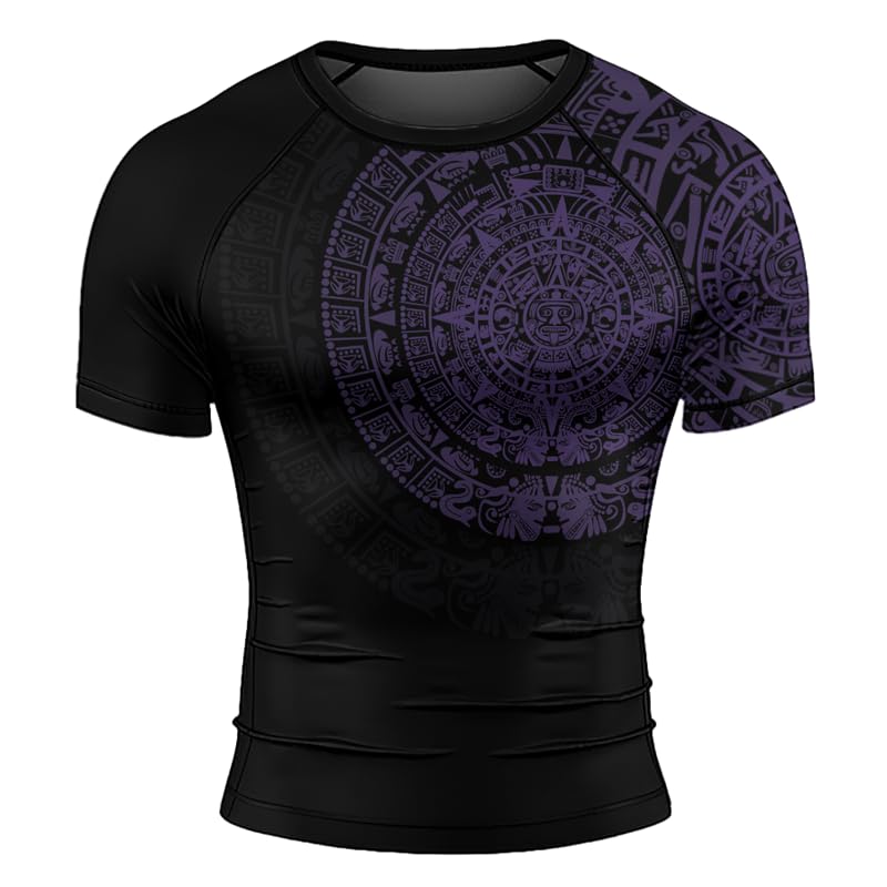 Aztec Ranked Men's Short Sleeve Rash Guard Baselayer Compression Shirt for MMA BJJ Jiu Jitsu2