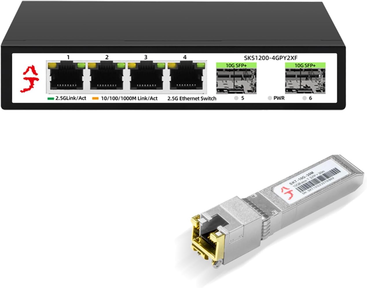 4 Port 2.5G Unmanaged Ethernet Switch with 10GBase-T Transceiver, 2.5 Gigabit Network Switch, Plug & Play, Metal Housing, Desktop/Wall-Mount