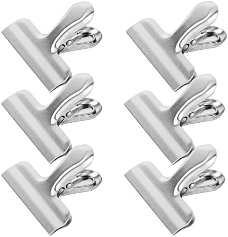 GTHUNDER Stainless Steel Chip Bag Clips,3-inches Wide Large and Durable,Great for Air Tight Seal Grip on Coffee & Food & Tea Bags, Kitchen Home Usage (3-inches clips)