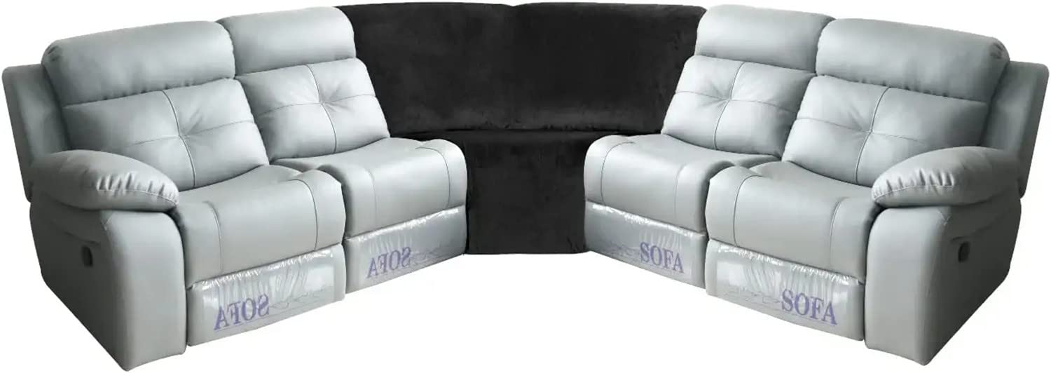 LINGKY Sofa Covers Corner Sofa Covers, 7-Piece Sectional Couch Cover Corner Sofa Slipcover, L Shape Sectional Recliner Sofa Covers, Thick Plush Velvet Furniture Protector Cover (Black,Corner Piece)