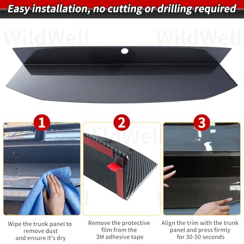 Image of WildWell Trunk Decklid Panel Trim Compatible with 2024-2026 Ford Mustang | Trunk Decklid Center Decorating Panel Accessories Carbon Fiber Painted