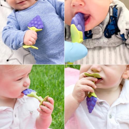 Image of Innobaby Original Teethin Smart EZ Grip Fruit Teether and Sensory Toy for Babies and Toddlers in Grape. BPA Free Teether