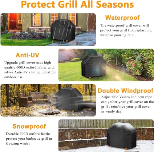 Image of Aoretic Grill Cover 44 inch 600D Heavy Duty Gas BBQ-Cover, Fit Most 2 Burner Grill Waterproof Small Barbeque Cover for Weber,Nexgrill,Char-Broil, Monument,Dyna-Glo,Kenmore