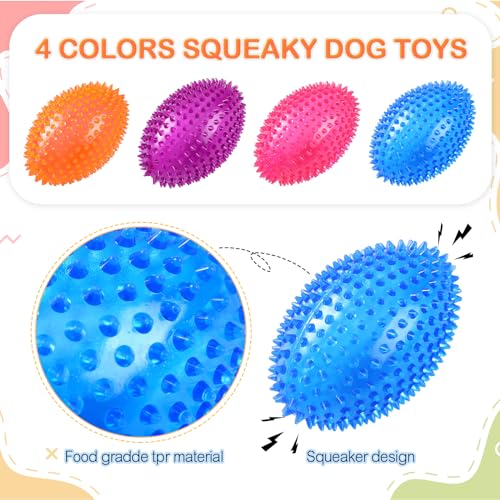 4 Pcs 4.5” Spiky Squeaker Football Dog Toy for Medium Large Dogs Spiky Dog Balls Puppy Chew Toys for Aggressive Chewers Spiky Ball Dog Toy Fetch Toys for Training (Vivid,Colorful) 4 Pcs 4.5” Spiky Squeaker Football Dog Toy for Medium Large Dogs Spiky Dog Balls Puppy Chew Toys for Aggressive Chewers Spiky Ball Dog Toy Fetch Toys for Training (Vivid,Colorful)